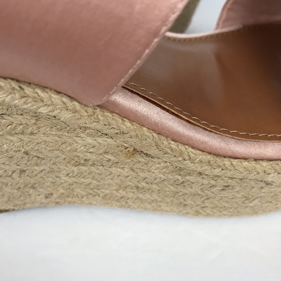 Steve Madden Woven Wedge Sandal Pink Satin Straps - Picture 8 of 16